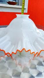 Vetro Murano plissettato bianco e arancione