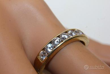 Splendido anello oro su argento e zirconi