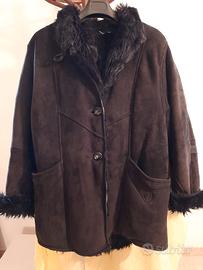 cappotto montone shearling nero donna