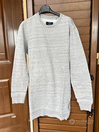 Felpa Bershka uomo maniche lunghe grigia garzata L