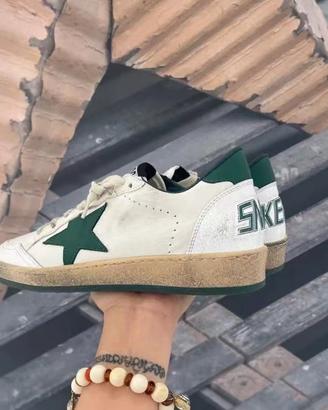 Golden Goose Ball Star - Bianco/Verde Scuro