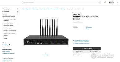 📞2PZ YEASTAR TG800 – Gateway GSM VoIP 8 canali