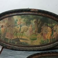 Vecchia stampa con vecchia cornici ovale