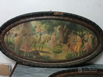 Vecchia stampa con vecchia cornici ovale