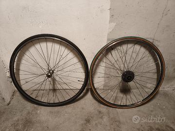 Coppia ruote bici corsa vintage Campagnolo Record