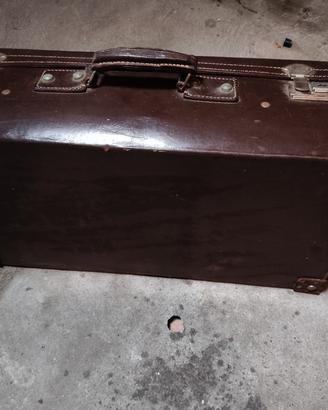 Valigia vintage anni '50/'60 in pelle marrone 