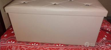 Pouf Contenitore Beige in Ecopelle