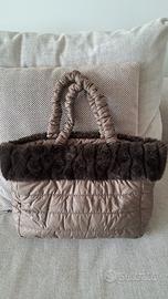 borsa in piumino e ecopelliccia