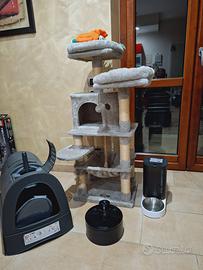 Kit gatto, lettiera, tiragraffi e dispenser auto