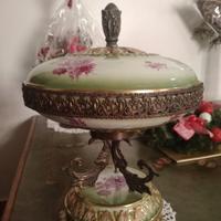 Alzatina vintage in ceramica e bronzo 