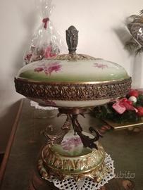 Alzatina vintage in ceramica e bronzo 