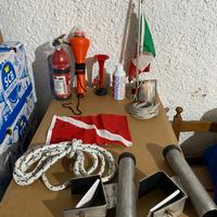 Poggiacanne inox e attrezzatura caria per barca