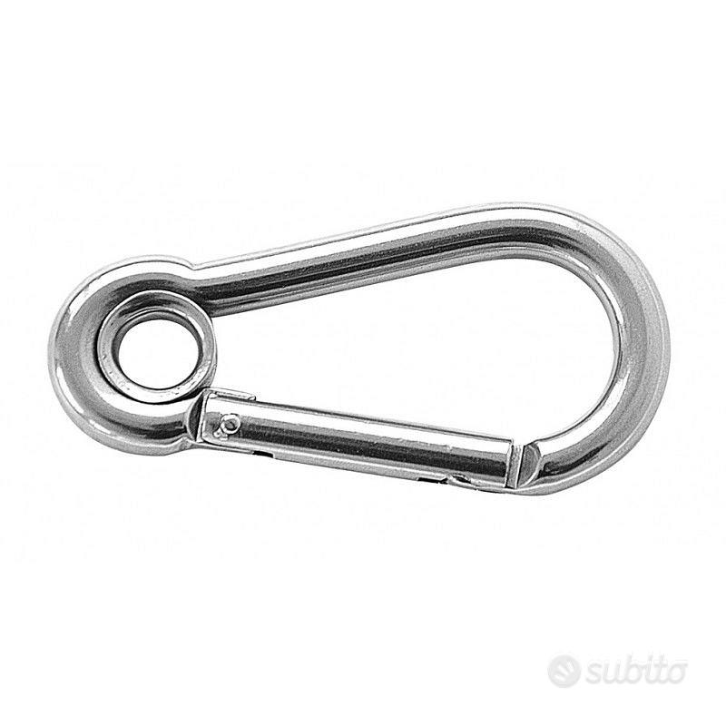 Moschettone In Acciaio Inox A4 Con Occhio Chiuso - 8x80mm, Carico 870kg, Per Nautica E Outdoor - Foto 7