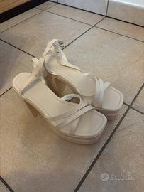 tacchi aperti platou tacco quadrato beige 38