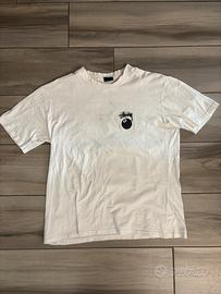 T-shirt Stussy bianca con palla biliardo taglia L