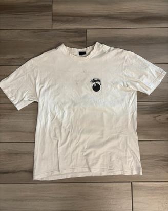 T-shirt Stussy bianca con palla biliardo taglia L