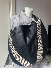 Borsa Hobo Vera Pelle stampa mucca