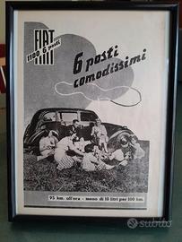 Quadretto pubblicità FIAT 1100 6 POSTI anni 40 50