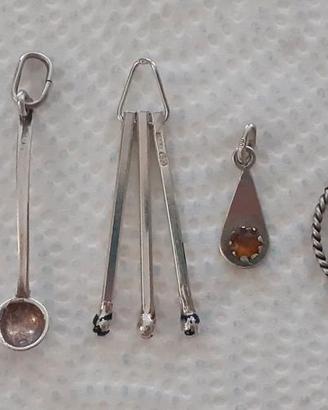 5 ciondoli argento 800 vintage