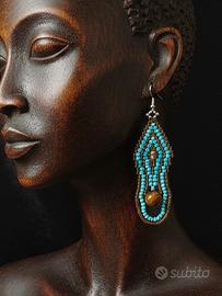 Orecchini Vintage anni 2000 etnici Occhio di tigre