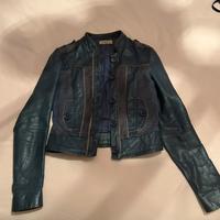 Giubbotto pelle vera , blu , Annarita N taglia 40
