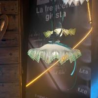 Lampadario in vetro verde con cavo in corda 4m