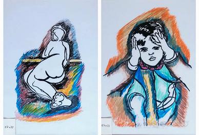 2 opere con cornice autore Pugliese anni 50