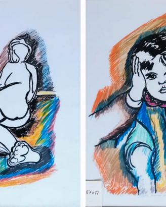 2 opere con cornice autore Pugliese anni 50