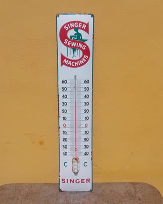 Insegna Tabella Termometro Smaltato Singer