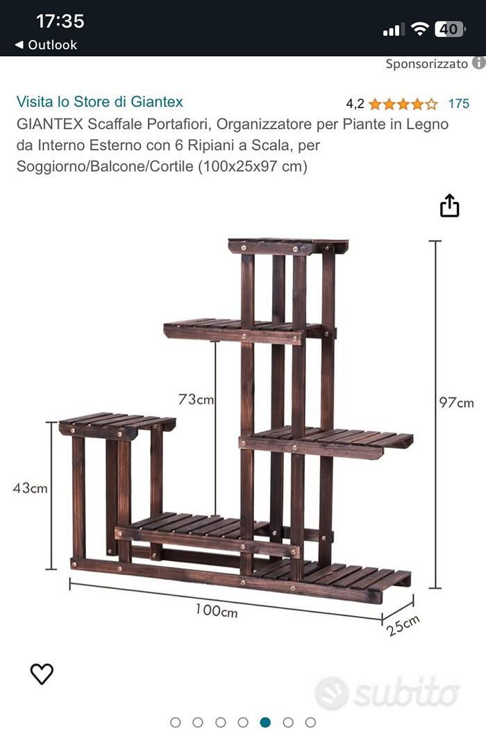 SCAFFALE PER PIANTE Portafiore Legno da Esterno Fioriere a Multi