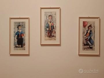 Set di 3 quadri pagliacci