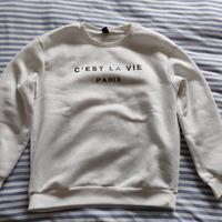 Felpa bianca con stampa, scollo a goccia S