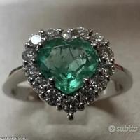 ANELLO ORO 18kt. DIAMANTI E SMERALDO COLOMBIANO