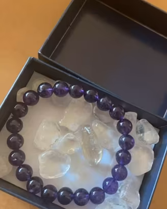 Braccialetto di ametista vera con confezione