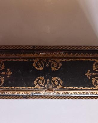 Scatola porta anelli antica cuoio con decori do