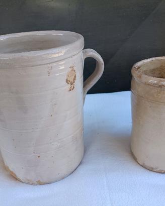Due antichi vasetti pugliesi ceramica terracotta