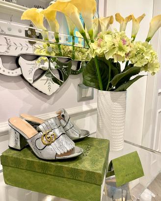 Sandalo/sabot con frange stile GUCCI