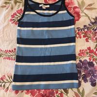 Top canotta Subdued a righe blu e bianche