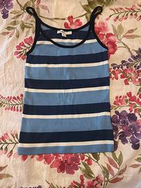 Top canotta Subdued a righe blu e bianche