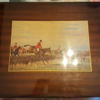 Scatola in legno di noce con giochi, Vintage 
