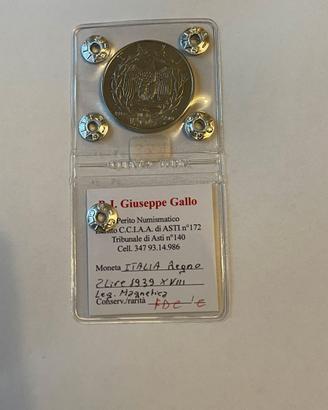 2 Lire 1939 XVIII Impero Lega Magnetica FDC Gallo