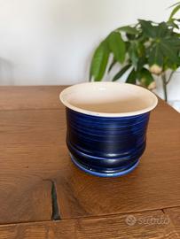 Vaso in ceramica blu lucida – coprivaso decorativo