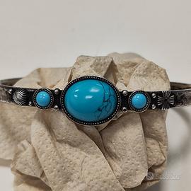 bracciale rigido in argento con turchese