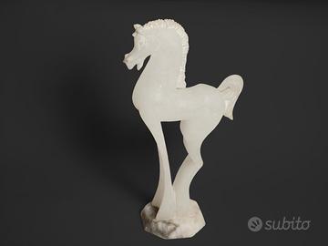 Scultura Cavallo Alabastro Volterra Vintage Statua
