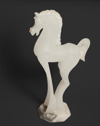 Scultura Cavallo Alabastro Volterra Vintage Statua