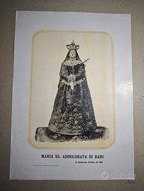 1908 Stampa Madonna Addolorata Maria Bari 34x24cm