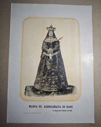 1908 Stampa Madonna Addolorata Maria Bari 34x24cm