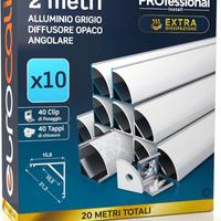 10 profili angolari alluminio 2m per LED 20m
