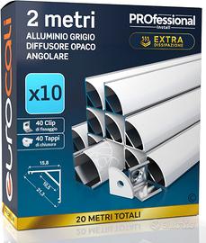 10 profili angolari alluminio 2m per LED 20m