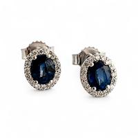Orecchini  zaffiri ovali 1,05 ct Diamanti ct 0,28